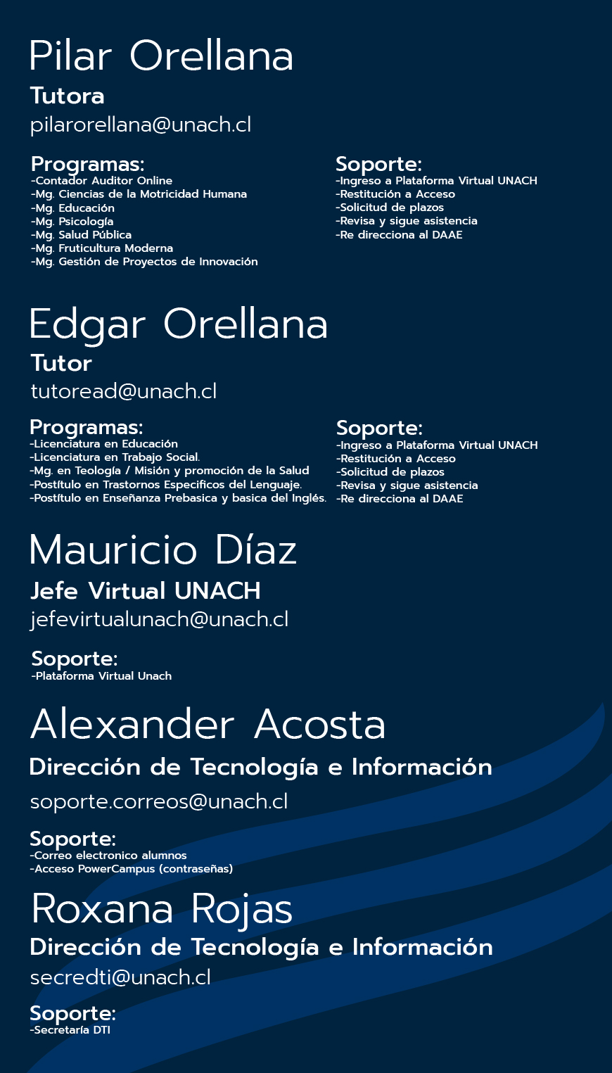 Imagen que contiene los contactos para soporte de plataforma